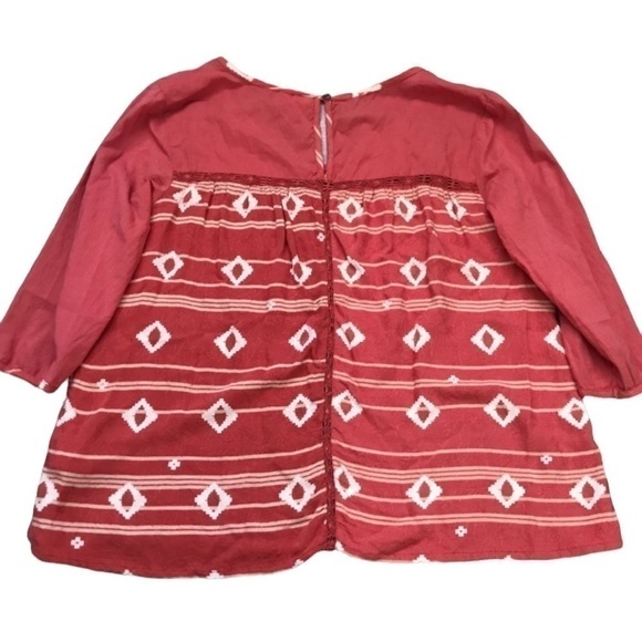 ROXY Dakota south western boho coral tunic top with crochet details - Picture 3 of 6